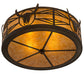 Meyda Lighting Steer Skull 23" 4-Light Antique Copper Flush Mount Light With Amber Mica Shade Glass