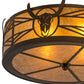 Meyda Lighting Steer Skull 23" 4-Light Antique Copper Flush Mount Light With Amber Mica Shade Glass