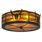 Meyda Lighting Steer Skull 23" 4-Light Antique Copper Flush Mount Light With Amber Mica Shade Glass