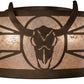 Meyda Lighting Steer Skull 24" 4-Light Antique Copper Flush Mount Light With Silver Mica Shade Glass