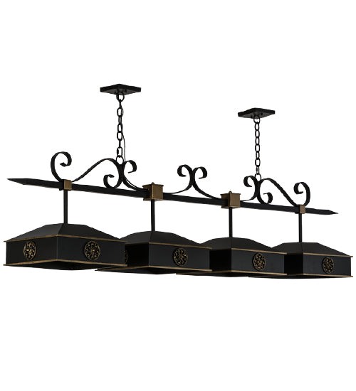 Meyda Lighting Stefano 78" 4-Light Blackwash & Gold Accent Island Pendant Light