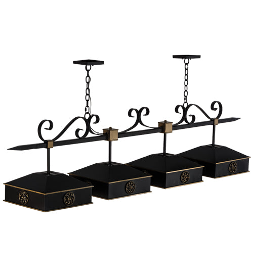 Meyda Lighting Stefano 78" 4-Light Blackwash & Gold Accent Island Pendant Light
