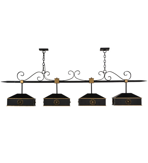 Meyda Lighting Stefano 78" 4-Light Blackwash & Gold Accent Island Pendant Light