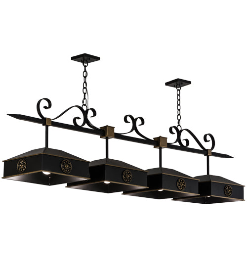 Meyda Lighting Stefano 78" 4-Light Blackwash & Gold Accent Island Pendant Light