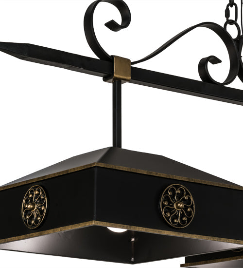 Meyda Lighting Stefano 78" 4-Light Blackwash & Gold Accent Island Pendant Light