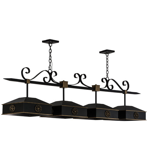 Meyda Lighting Stefano 78" 4-Light Blackwash & Gold Accent Island Pendant Light