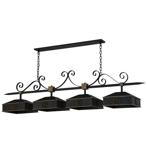 Meyda Lighting Stefano 78" 4-Light Blackwash & Gold Accents Island Pendant Light