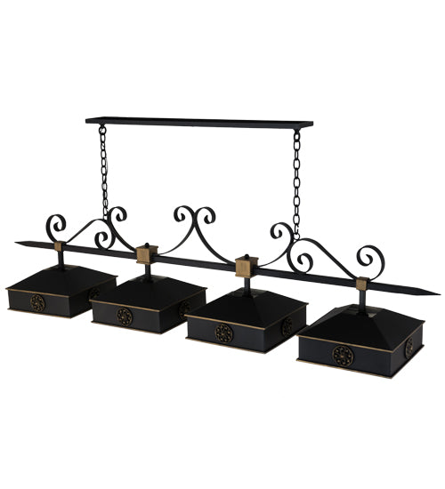 Meyda Lighting Stefano 78" 4-Light Blackwash & Gold Accents Island Pendant Light