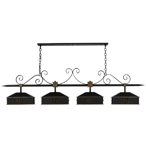 Meyda Lighting Stefano 78" 4-Light Blackwash & Gold Accents Island Pendant Light