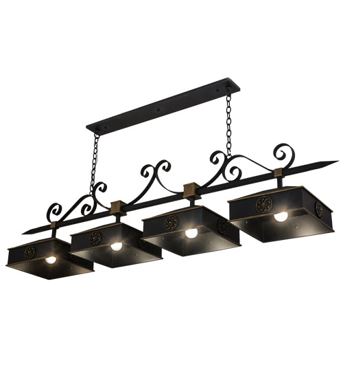 Meyda Lighting Stefano 78" 4-Light Blackwash & Gold Accents Island Pendant Light