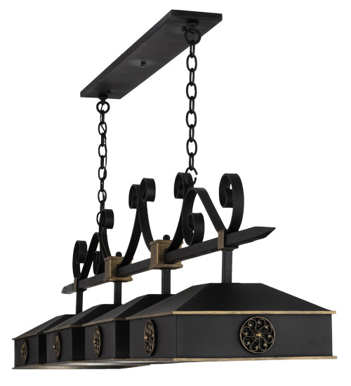 Meyda Lighting Stefano 78" 4-Light Blackwash & Gold Accents Island Pendant Light
