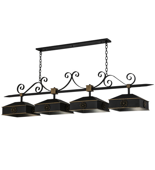 Meyda Lighting Stefano 78" 4-Light Blackwash & Gold Accents Island Pendant Light