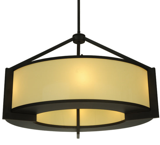 Meyda Lighting Stella 36" 6-Light Oil Rubbed Bronze Pendant Light With Provostone Idalight Shade Glass