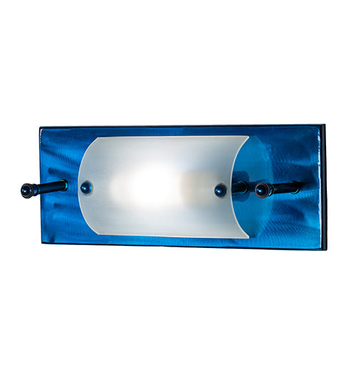 Meyda Lighting Stepping Stone 16" Transparent Blue Vanity Light With Blue & White Shade Glass