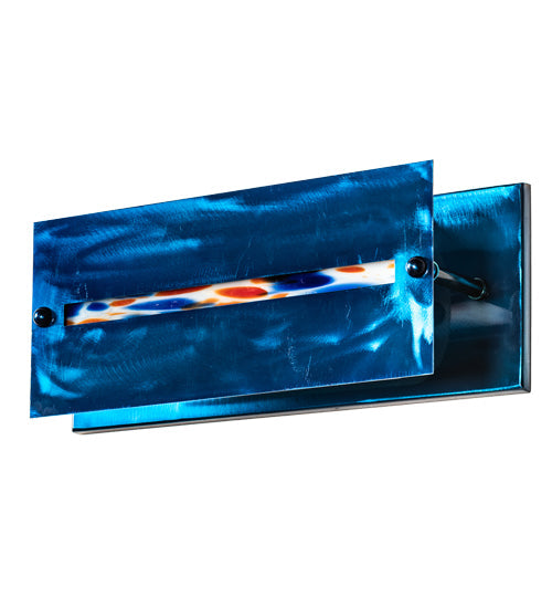 Meyda Lighting Stepping Stone 16" Transparent Blue Vanity Light With Blue & White Shade Glass