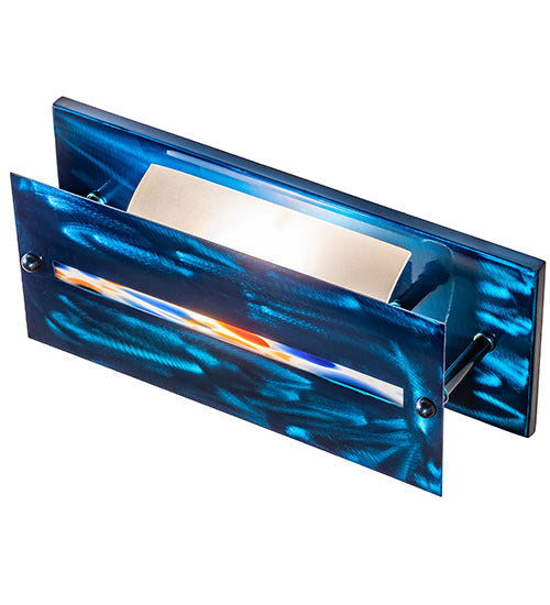 Meyda Lighting Stepping Stone 16" Transparent Blue Vanity Light With Blue & White Shade Glass