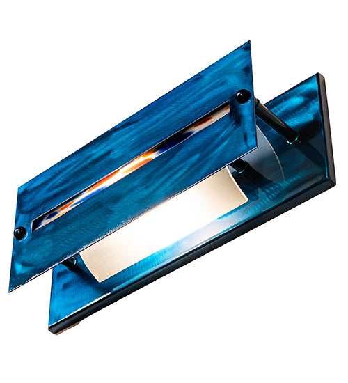 Meyda Lighting Stepping Stone 16" Transparent Blue Vanity Light With Blue & White Shade Glass