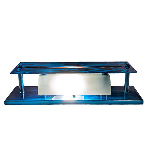 Meyda Lighting Stepping Stone 16" Transparent Blue Vanity Light With Blue & White Shade Glass