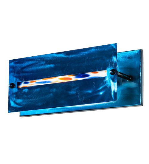 Meyda Lighting Stepping Stone 16" Transparent Blue Vanity Light With Blue & White Shade Glass