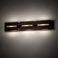 Meyda Lighting Stepping Stone 36" 3-Light Cinnamon Coffee Metallic Vanity Light With Beige Iridescent Shade Glass