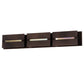 Meyda Lighting Stepping Stone 36" 3-Light Cinnamon Coffee Metallic Vanity Light With Beige Iridescent Shade Glass