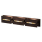 Meyda Lighting Stepping Stone 36" 3-Light Cinnamon Coffee Metallic Vanity Light With Beige Iridescent Shade Glass
