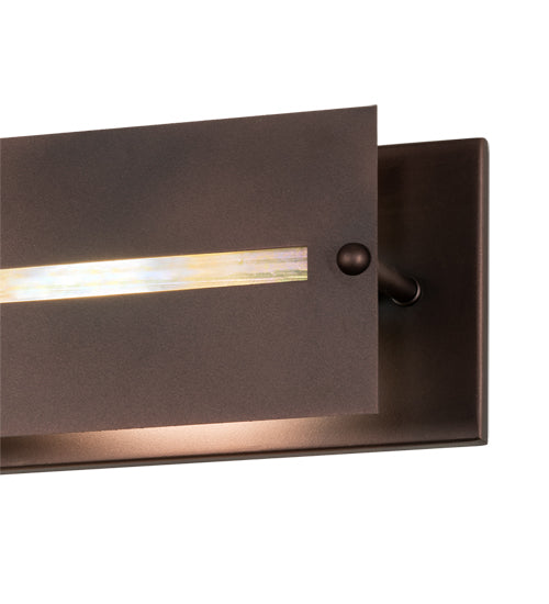 Meyda Lighting Stepping Stone 36" 3-Light Cinnamon Coffee Metallic Vanity Light With Beige Iridescent Shade Glass