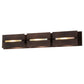 Meyda Lighting Stepping Stone 36" 3-Light Cinnamon Coffee Metallic Vanity Light With Beige Iridescent Shade Glass
