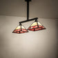 Meyda Lighting Stickley 42" 2-Light Craftsman Brown Mission Island Pendant Light With Red & Beige Shade Glass