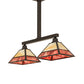 Meyda Lighting Stickley 42" 2-Light Craftsman Brown Mission Island Pendant Light With Red & Beige Shade Glass