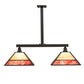 Meyda Lighting Stickley 42" 2-Light Craftsman Brown Mission Island Pendant Light With Red & Beige Shade Glass