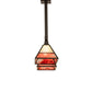 Meyda Lighting Stickley 42" 2-Light Craftsman Brown Mission Island Pendant Light With Red & Beige Shade Glass