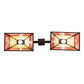 Meyda Lighting Stickley 42" 2-Light Craftsman Brown Mission Island Pendant Light With Red & Beige Shade Glass