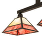 Meyda Lighting Stickley 42" 2-Light Craftsman Brown Mission Island Pendant Light With Red & Beige Shade Glass