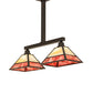 Meyda Lighting Stickley 42" 2-Light Craftsman Brown Mission Island Pendant Light With Red & Beige Shade Glass