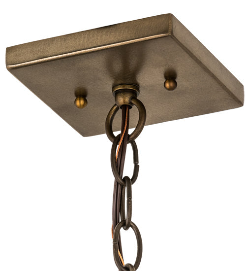 Meyda Lighting Sticks 11" Antique Copper Mini Pendant Light With Amber Mica Shade Glass