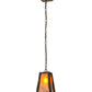 Meyda Lighting Sticks 11" Antique Copper Mini Pendant Light With Amber Mica Shade Glass