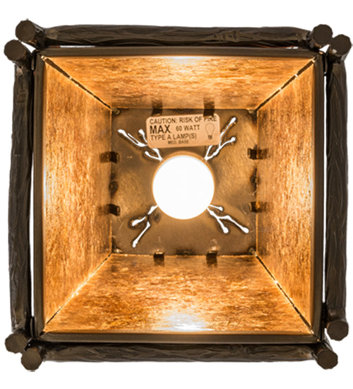 Meyda Lighting Sticks 11" Antique Copper Mini Pendant Light With Amber Mica Shade Glass