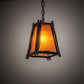 Meyda Lighting Sticks 11" Black Satin Wrought Iron Mini Pendant Light With Amber Mica Shade Glass