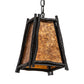 Meyda Lighting Sticks 11" Black Satin Wrought Iron Mini Pendant Light With Amber Mica Shade Glass