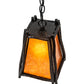 Meyda Lighting Sticks 11" Black Satin Wrought Iron Mini Pendant Light With Amber Mica Shade Glass
