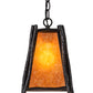 Meyda Lighting Sticks 11" Black Satin Wrought Iron Mini Pendant Light With Amber Mica Shade Glass