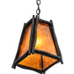 Meyda Lighting Sticks 11" Black Satin Wrought Iron Mini Pendant Light With Amber Mica Shade Glass