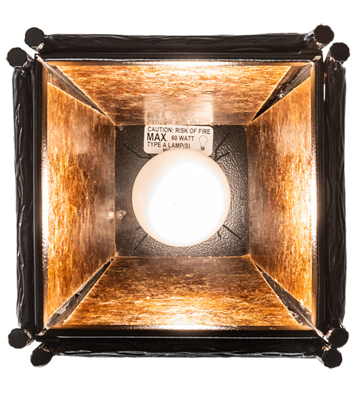 Meyda Lighting Sticks 11" Black Satin Wrought Iron Mini Pendant Light With Amber Mica Shade Glass