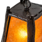 Meyda Lighting Sticks 11" Black Satin Wrought Iron Mini Pendant Light With Amber Mica Shade Glass