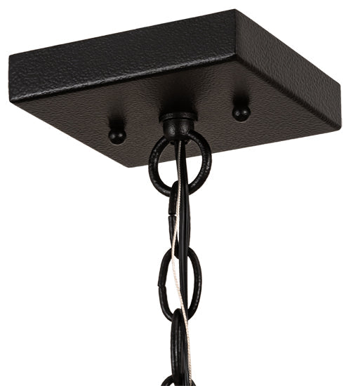 Meyda Lighting Sticks 11" Black Satin Wrought Iron Mini Pendant Light With Amber Mica Shade Glass