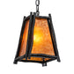 Meyda Lighting Sticks 11" Black Satin Wrought Iron Mini Pendant Light With Amber Mica Shade Glass