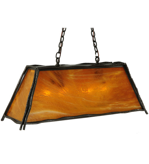 Meyda Lighting Sticks 36" 4-Light Antique Copper Island Pendant Light With Honey Amber Shade Glass