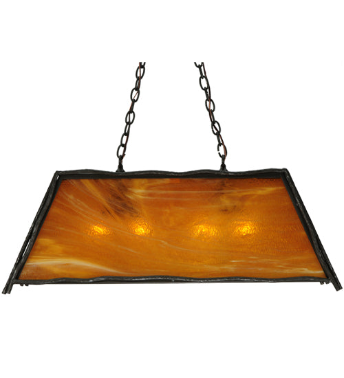 Meyda Lighting Sticks 36" 4-Light Antique Copper Island Pendant Light With Honey Amber Shade Glass