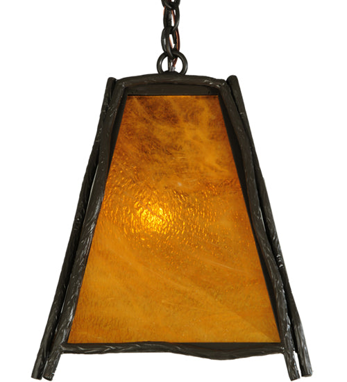 Meyda Lighting Sticks 36" 4-Light Antique Copper Island Pendant Light With Honey Amber Shade Glass
